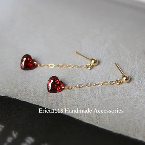 

Original 925 Sterling Silver 14k Gold Garnet Heart Crystal Stud Earrings For Women Jewelry Money 925 Items With Free Shipping