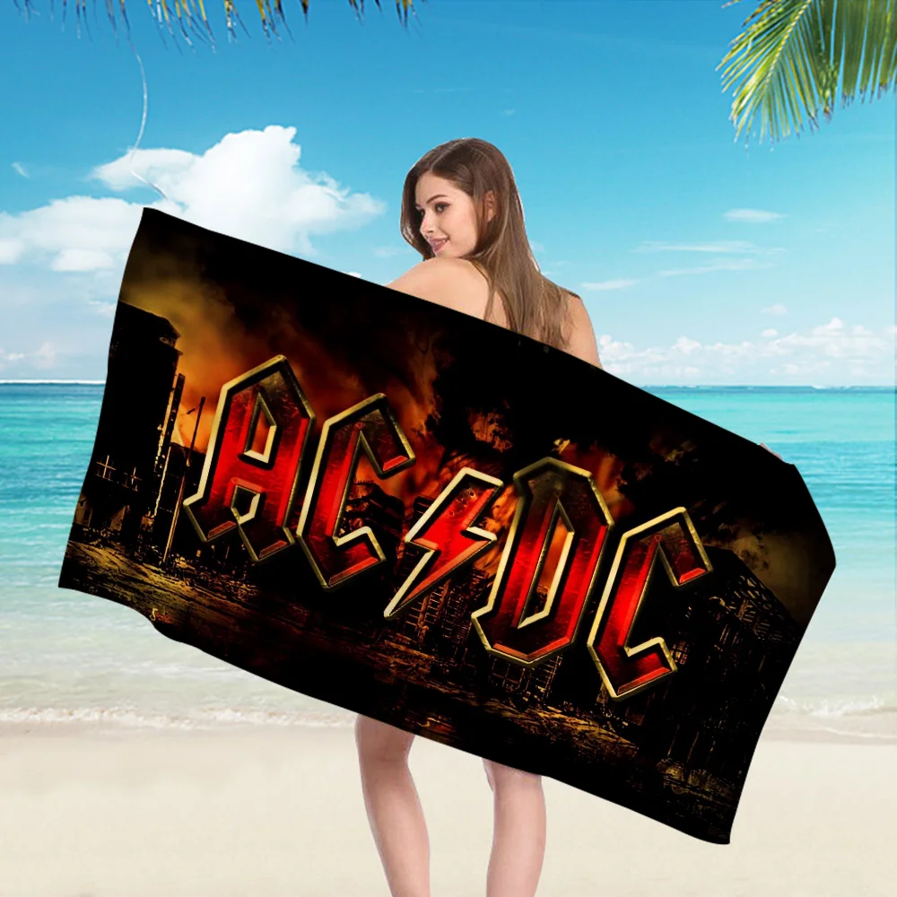 A-ACDC Microfiber Blanket Quick Drying Beach Towels Oversized Printing Super Absorbent Pool Towel Blanket 3