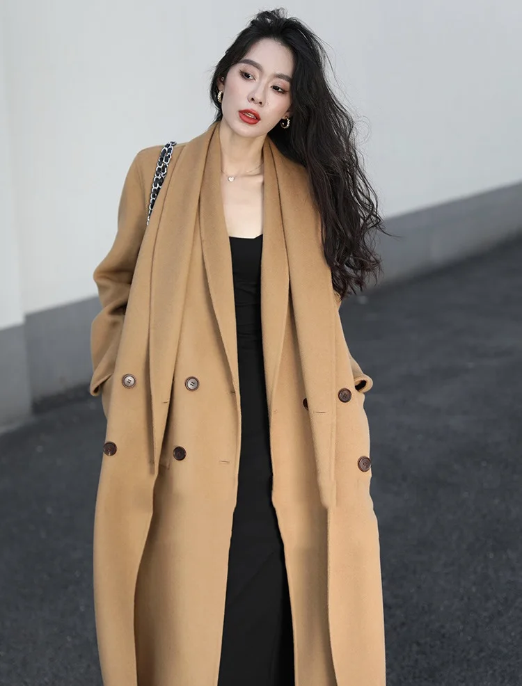 

Heavy industry double front fake two long double-sided peacoat