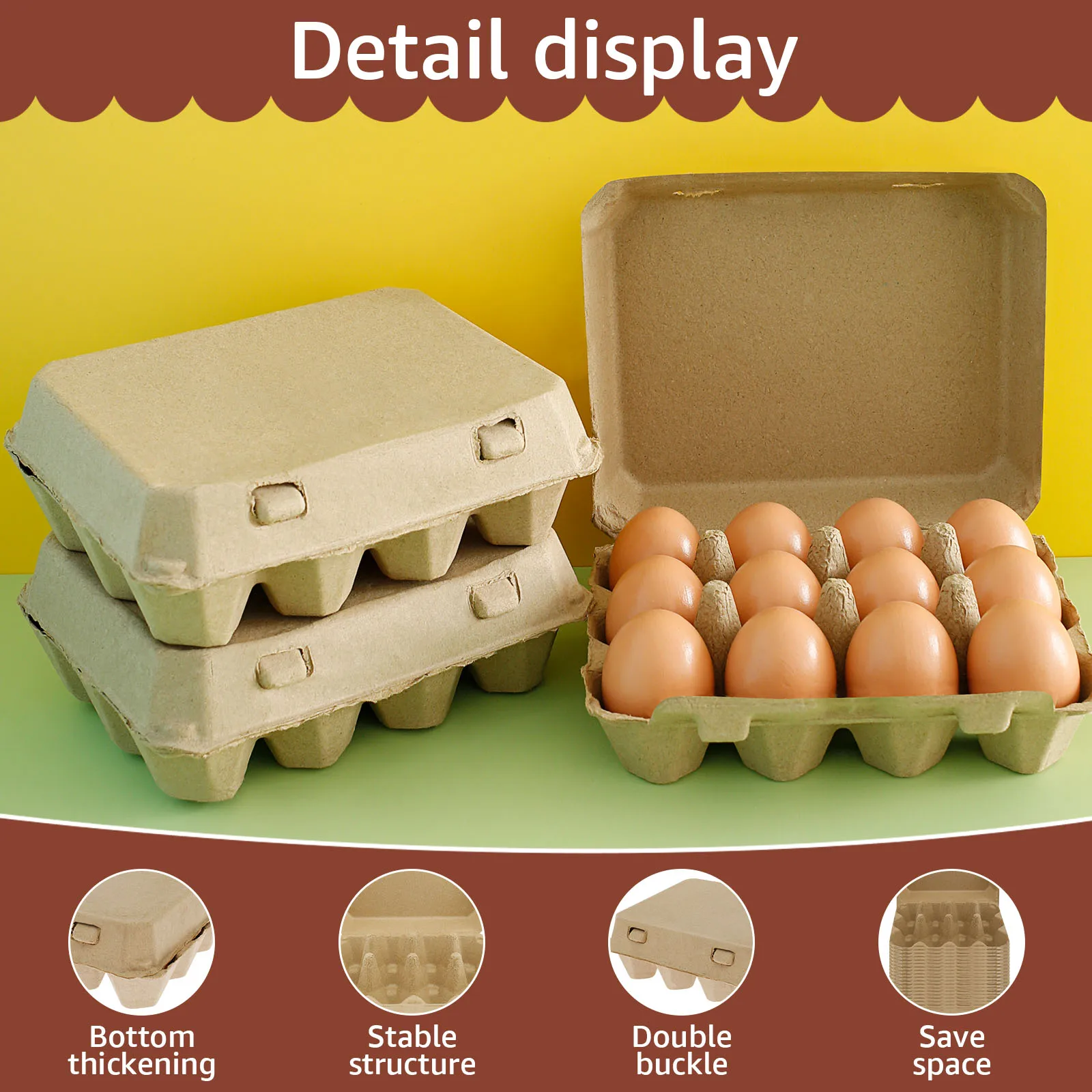 20/30pcs Egg Storage Box Paper Egg Organizer Tray for Farm,3x4 Egg Protect Holder Tray for Home Kitchen Refrigerato Organizer 5