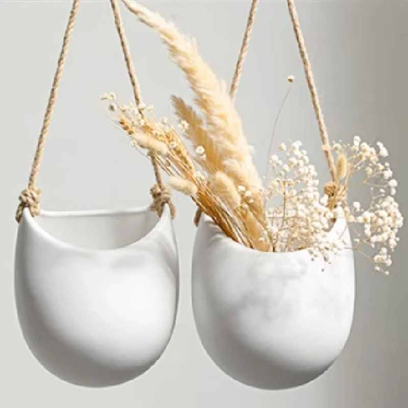 

Simple Nordic Home Decor Accessories Hanging Vase Room Ceramic Wall Vase Pendant Craft Wall-Mounted Hydroponic Vase Easy To Use