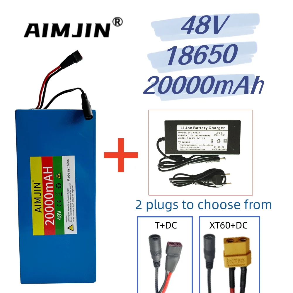 

13S5P 48V 20Ah 18650 Lithium Pack+Built In BMS 500-1000W Electric Bicycle Battery+54.6V 2A Charger