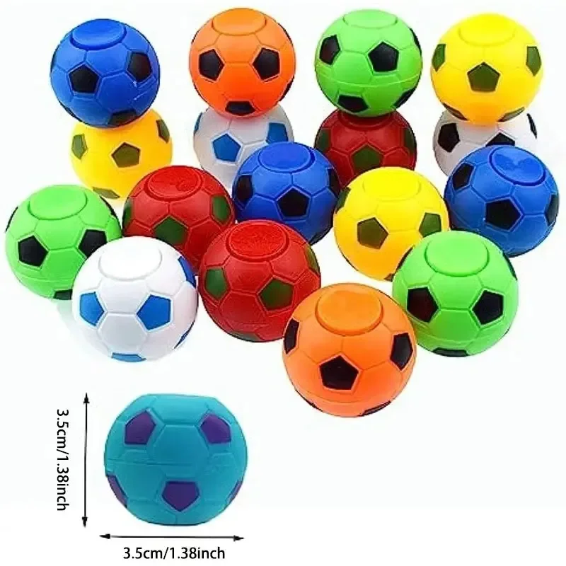 Portable Rotatable Soccer Finger Stress Ball Mini Fidget Spinner Toy for Kids Soccer Themed Party Favors Fun Activity Gift