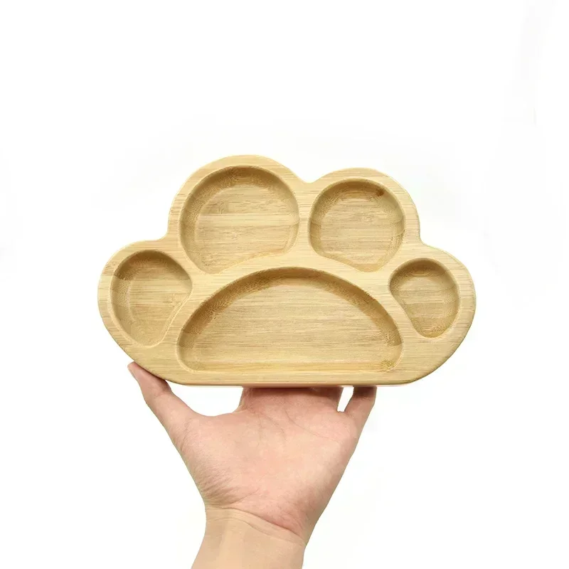Baby Frog Wooden Dinner Plate Baby Feeding Bowl Children Feeding Tableware With Silicone Suction Cup Wooden Cartoon Dinner Plate 3