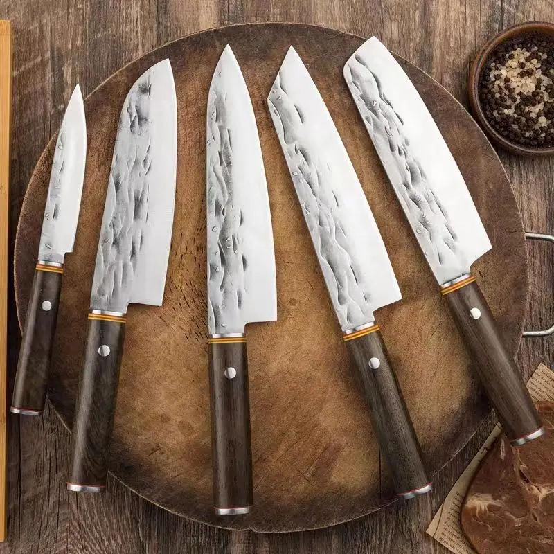 

Wood Handle Chef Knife Set 1-5pcs Sharp Japanese Santoku Sushi Knife Meat Cleaver Slicing Paring Sharp Stainless Steel Knife