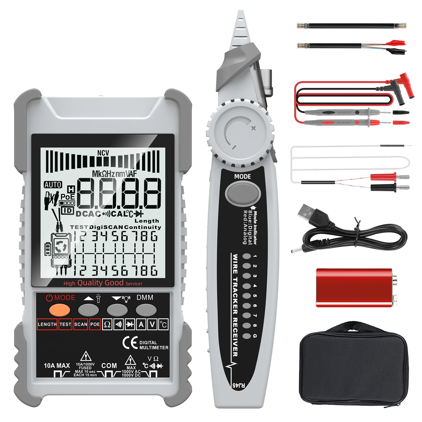 LCD intelligent Network Cable Tester & Digital Multimeter