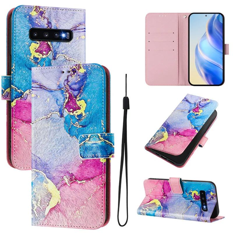 Luxurious Leather Flip Wallet Case with Magnetic Closure and Artistic Design