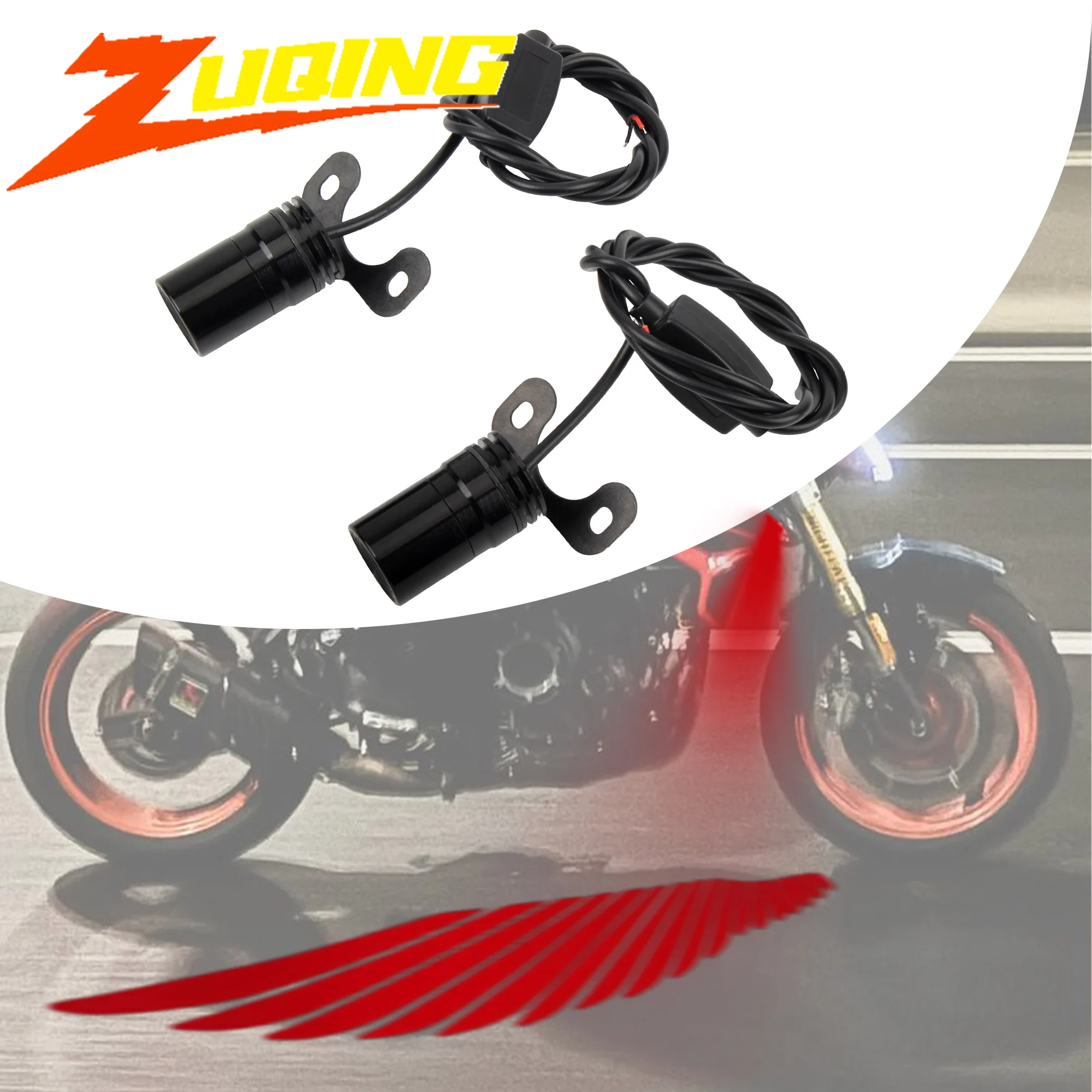 Motorcycle LED Lights 2Pcs Angel Wings Projection Light Kit Underbody Waterproof for Yamaha Honda Suzuki Kawasaki BMW ADV ATV