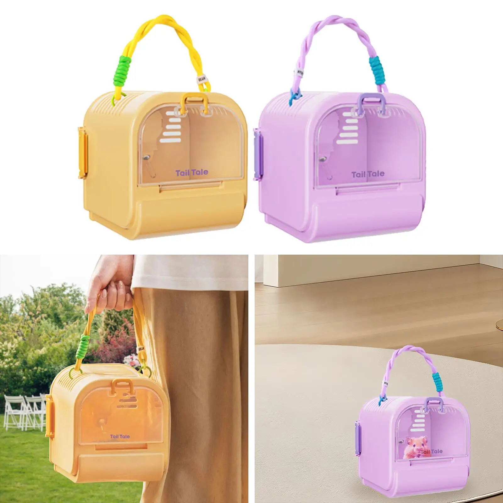 Hamster Carry Case Cage Habitat Breathable Travel Small Animal Carry Case for Ferrets Chinchilla Vacation Dwarf Hamster Squirrel