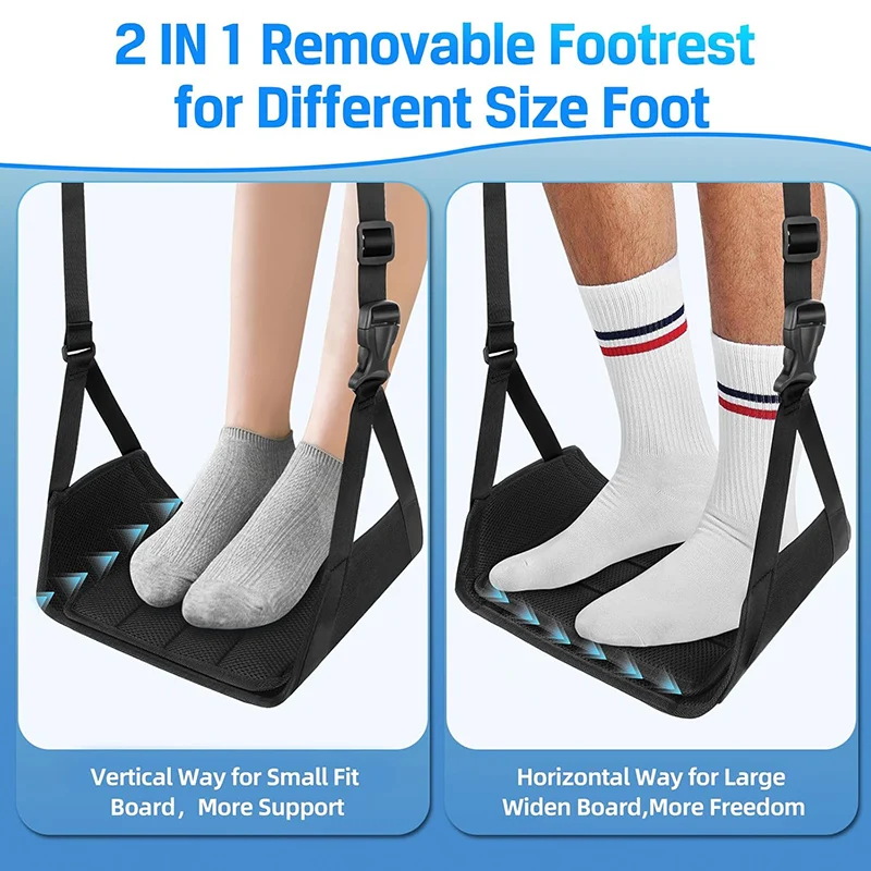 Newest Airplane Foot Hammock Airline Foot Rest With Removable Pad Adjustable Strap Foot Hammock With Menory Foam For Travel 4