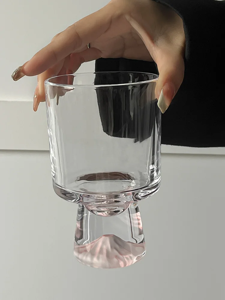 Pink Mountain Glass Cup Ele Sensation Creative High Foot Drink Cup Coffee Cup Sweet Cone Cup Wine Cup French Sle round ...