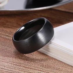 Elegant Black Brushed Ceramic Wedding & Engagement Ring - Unisex Jewelry, Plus Sizes Available - 8 (Brushed 8mm)