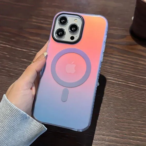 Luxury Laser Gradient Magnetic Charging Shockproof Case with Soft Edged Cover