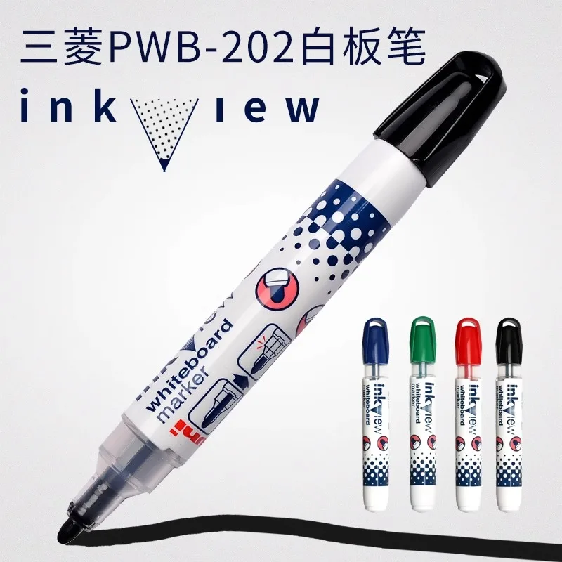 Uni 화이트보드 문구 지우개 마커 펜, 펜촉 화이트 보드 마커, 원형 헤드, 학교 사무실 무공해, 1.8-2.2mm