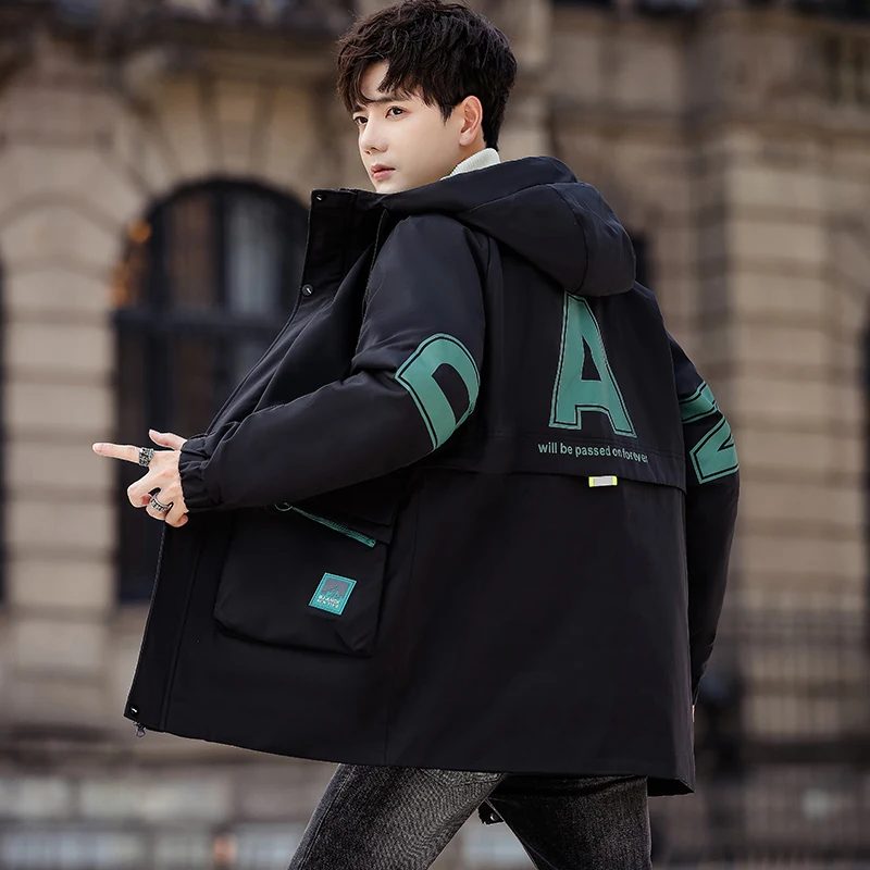 High Quality 2023 Autumn Winter Men's Mid Length Cotton-Padded Jackets Streetwear Thick Long Down Coat Plus Size 4XL Warm Parkas