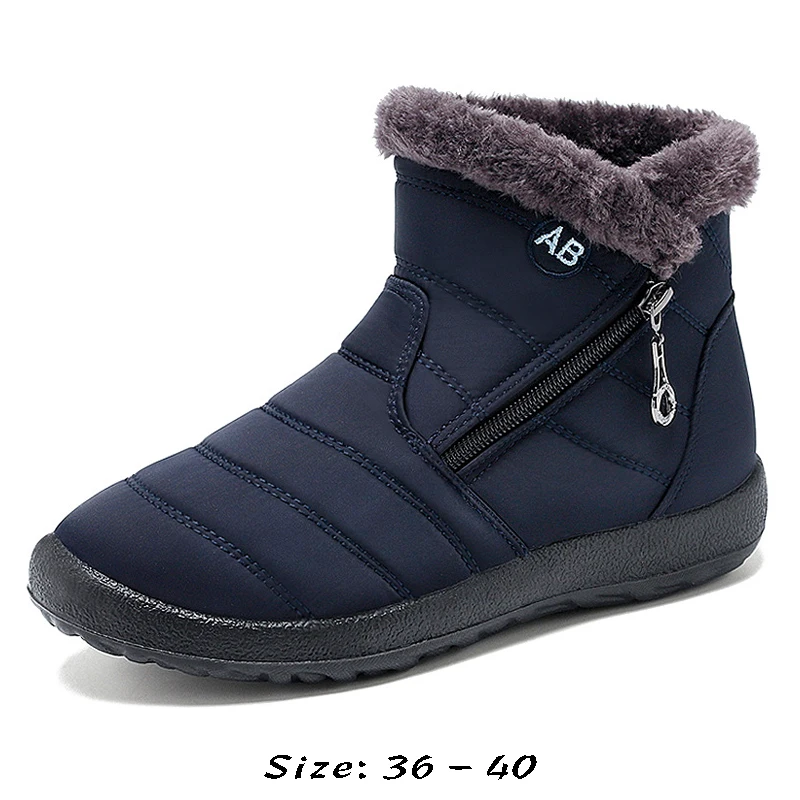 High quality short ankle snow cotton boots for women thickening new 2023 winter casual plush warm shoe - black red grey blue
