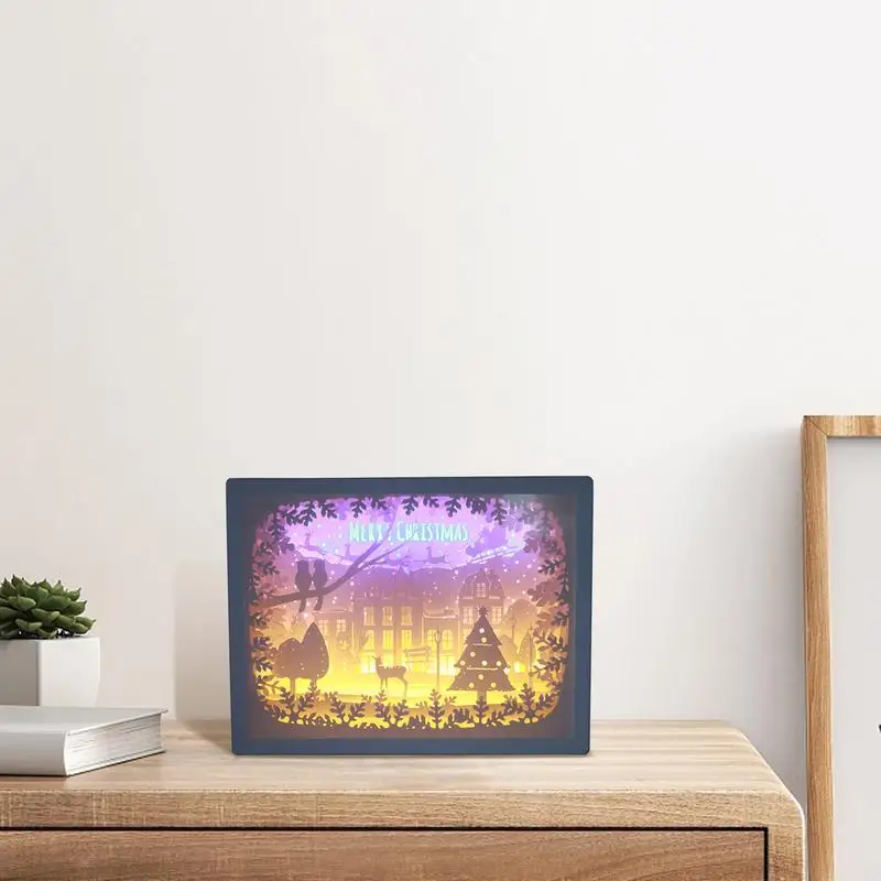 Paper Carving Night Light Paper-cut USB Power Supply Atmosphere Lights Paper Sculptures Frame Table Lamps Decor Home Accessories