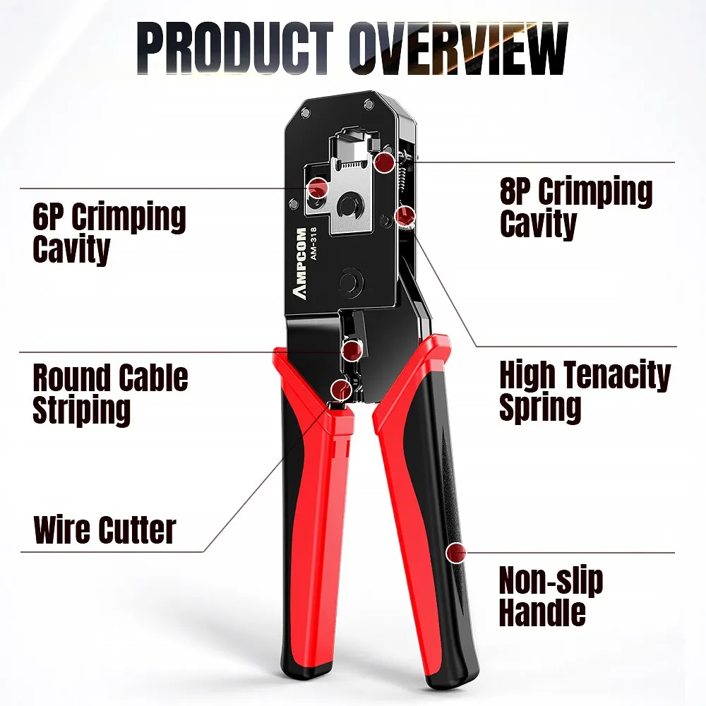 RJ45 Crimper Lan Tester Tool Set Ethernet Cable Stripper Punch Down Tool RJ45 RJ11 Connector Network Cabling Repair