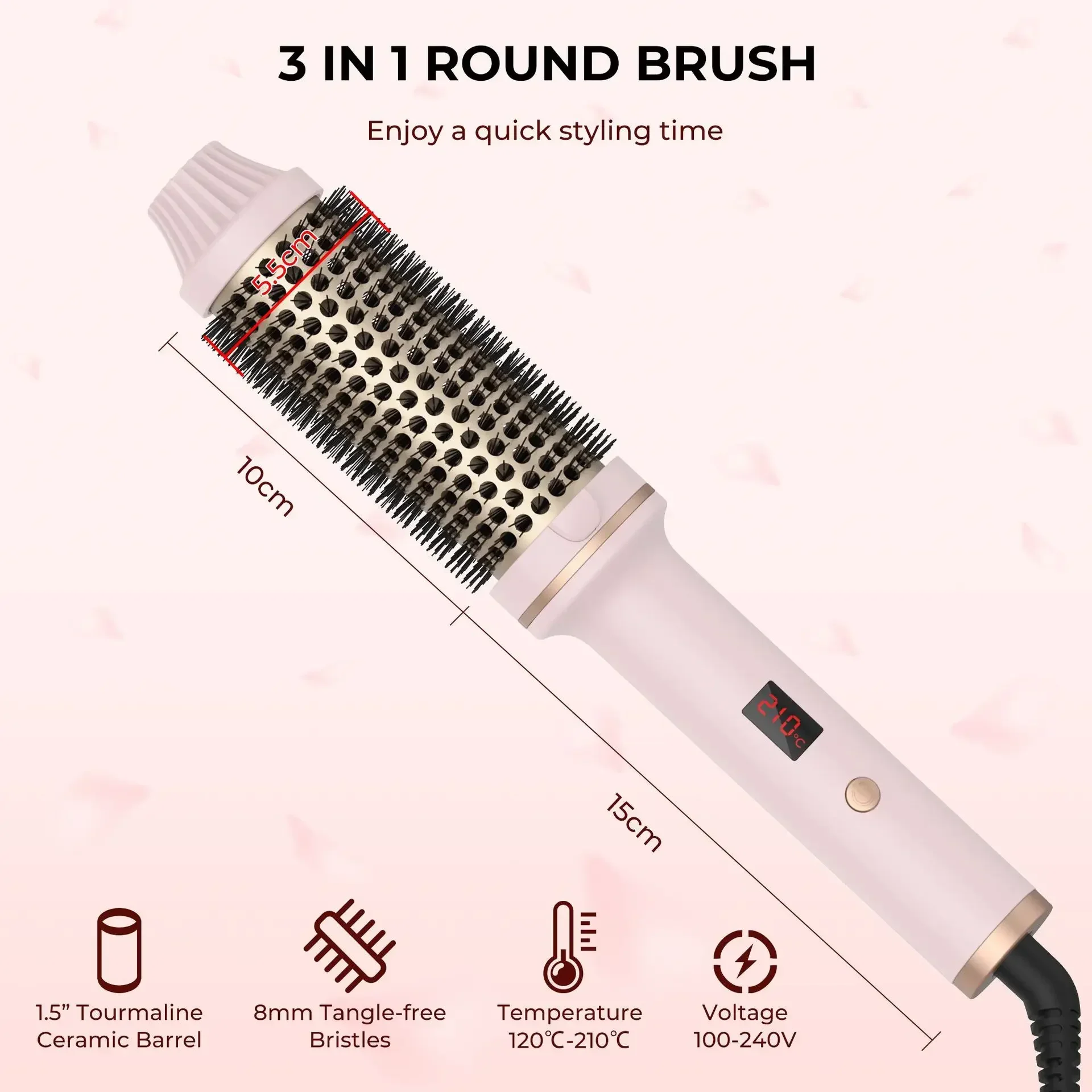 Hair curler 1.5 Inch ceramic thermal brush electric comb