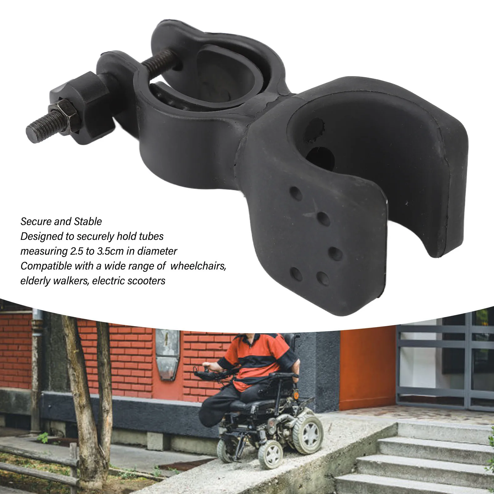 Crutches Stick Bracket 360 Degree Rotation Wheelchair Walking Stick Rack Cane Holder for 2.5-3.5cm Tube