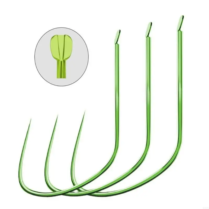 50pcs Green, bisezloser Fischereihaken langer Schaftfischerhakenfischersch Trackle – Detail 5