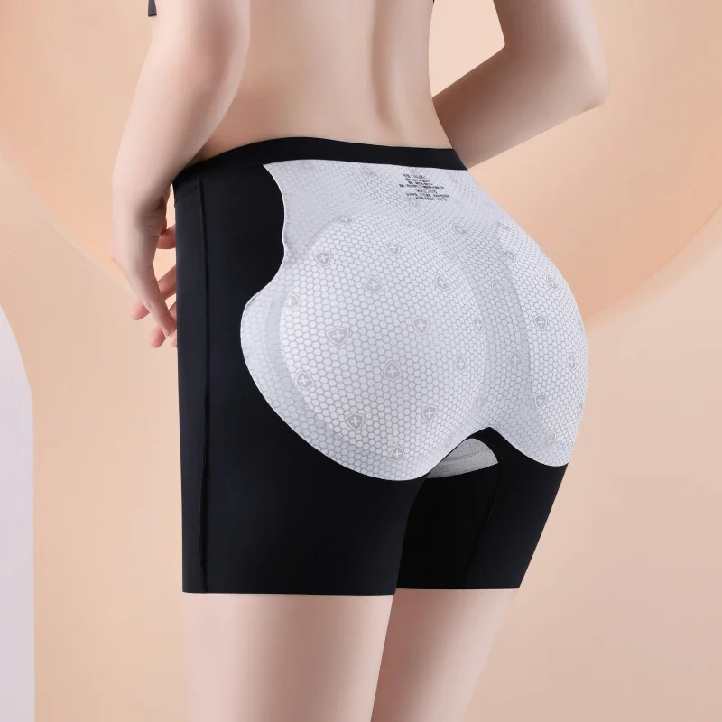 Ice Silk Fake Butt Lift Protective Shorts Seamless Woman Boxer Plus Size Shorts Panties Underwear for Women Safety Short Pants
