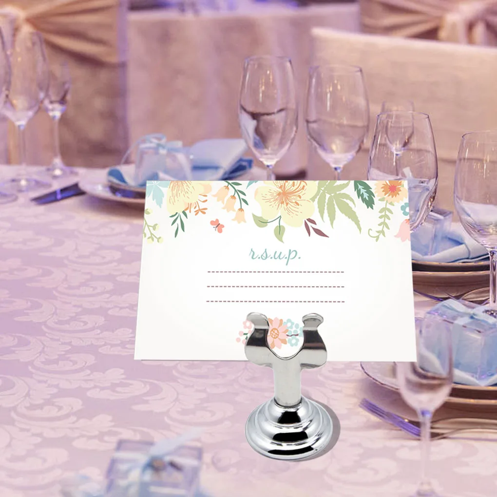 Restaurant Table Number Plate Holder Wedding Ceremony Engagement Name Card Stand Message Note Stainless Steel Clip Decoration
