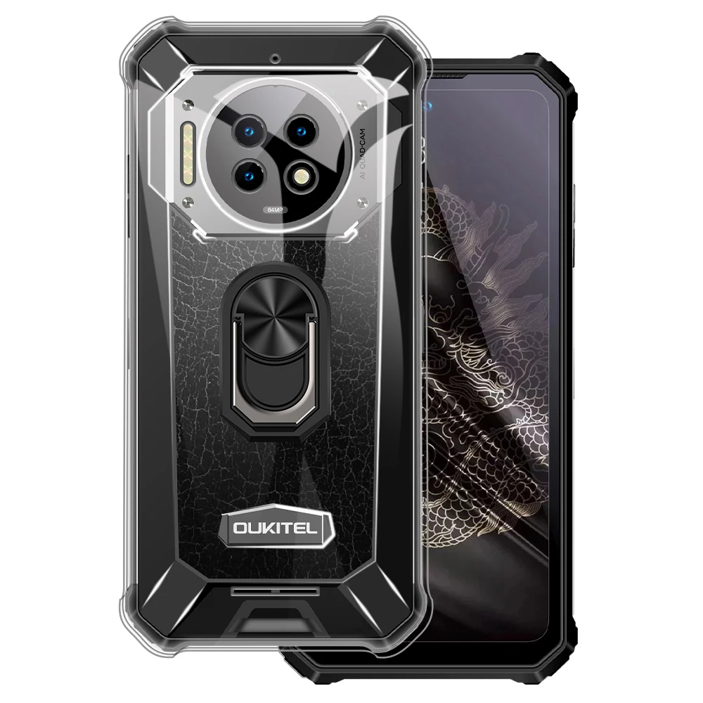

Luxury Shockproof Ring Holder For Oukitel WP19 Case Soft Silicone TPU Protective Holder Cover