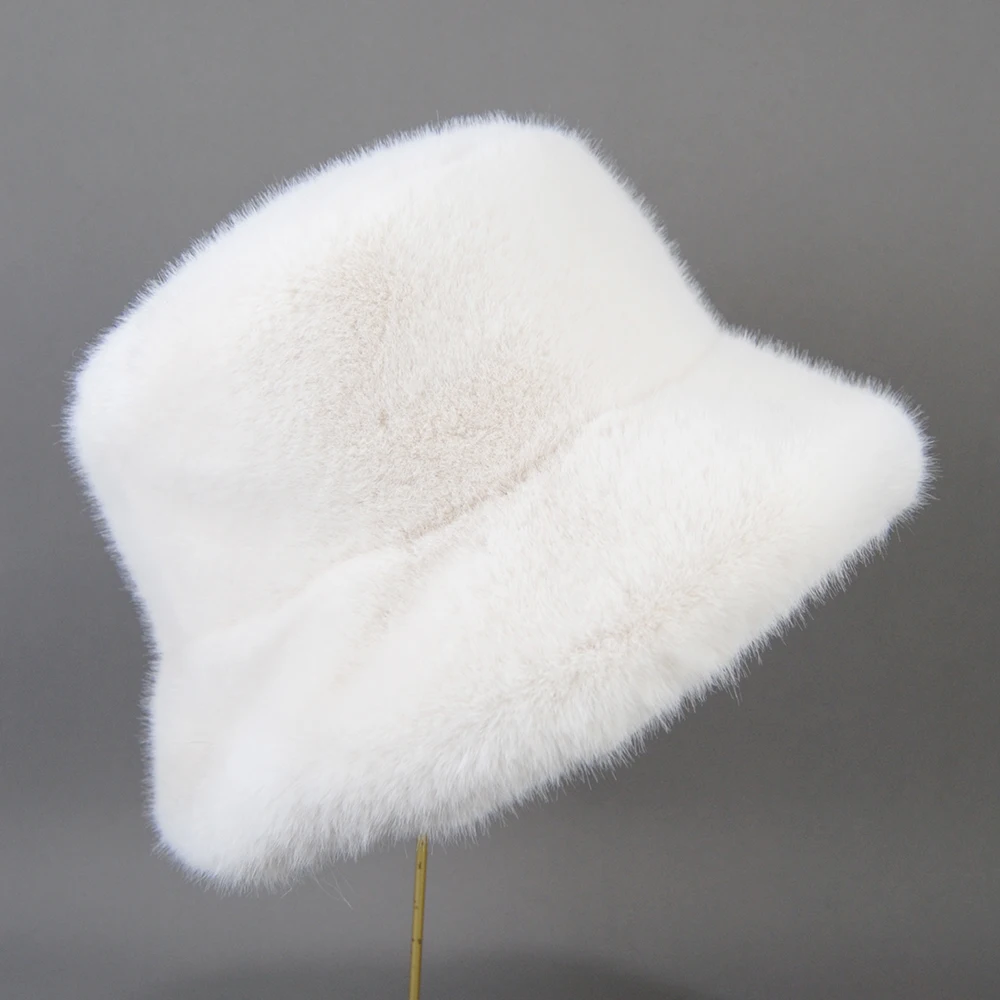 New Women Winter Luxury Knitted Faux Mink Fur Bomber Hat Warm Faux Fur Cap Girls Quality Soft Faux Mink Fur Hats 5