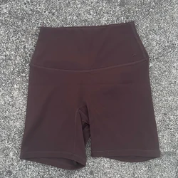 Women's High - Waist Cycling and Fitness Shorts with Built - In Pocket - M (Distilled coffee)