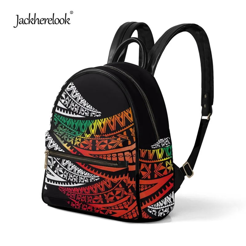 Jackherelook Pohnpei Samoa Polynesian Design Female Small PU Backpack Wallet 2pcs/Set Womens Satchel Girls Mini Campus Schoolbag