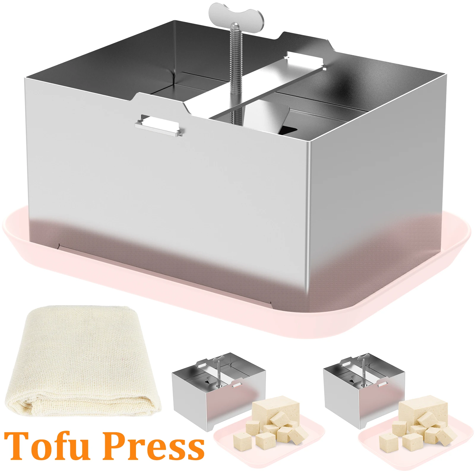 Tofu Press Kit Food Grade Stainless Steel Tofu Maker Pressure Adjustable Press Maker Detachable Mold Kit