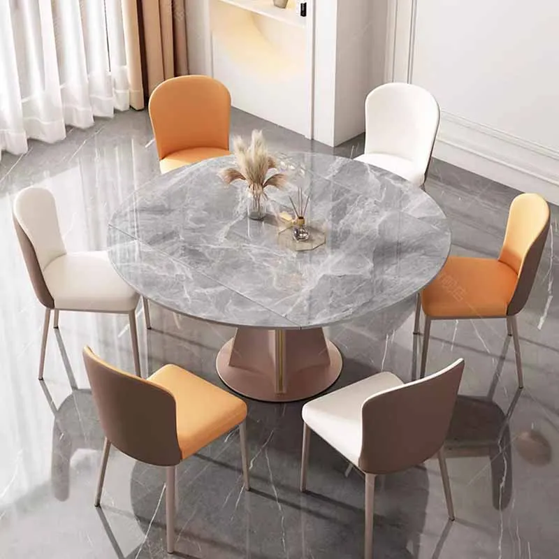 

Round Luxury Dining Table Legs Metal Modern Design Multifunctional Dining Table Round Extensio Muebles Para El Hogar Accessories