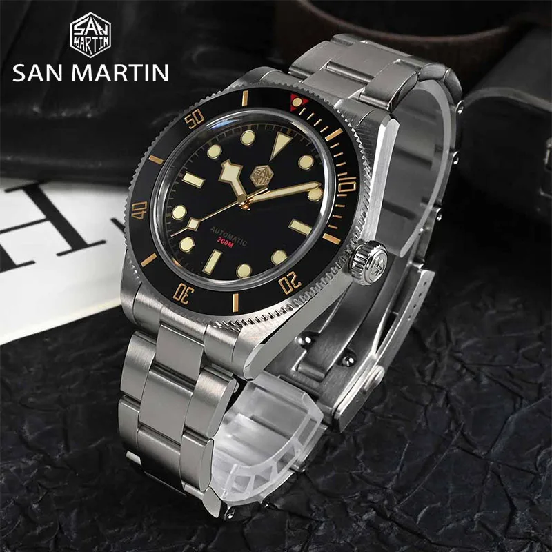Новые мужские механические часы San Martin для дайвинга BB58 сапфировые