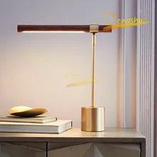 

Modern Minimalist Wooden Art LED Table Lamp Lighting Ming Nordic Iron Table Decoration Lamp Study Living Room Hotel Table Lights