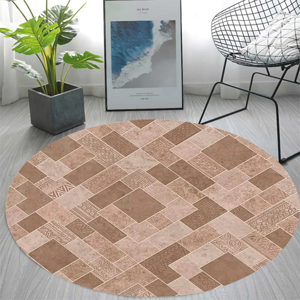 

Круглый фланелевый ковер CLOOCL в стиле ретро, клетчатый коврик для гостиной, спальни, домашний Противоскользящий коврик для ног, украшение в скандинавском стиле