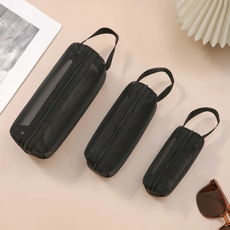 Black Layer Travel Cosmetic Bag Large Capacity Mesh Makeup Bag Makeup Storage Pouch Travel Toiletries Cosmetic Storage Bags 4