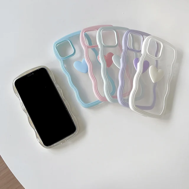 Shira Aestheticharajuku Love Heart Silicone Case For Iphone 13/12/11 -  Shockproof & Anti-scratch