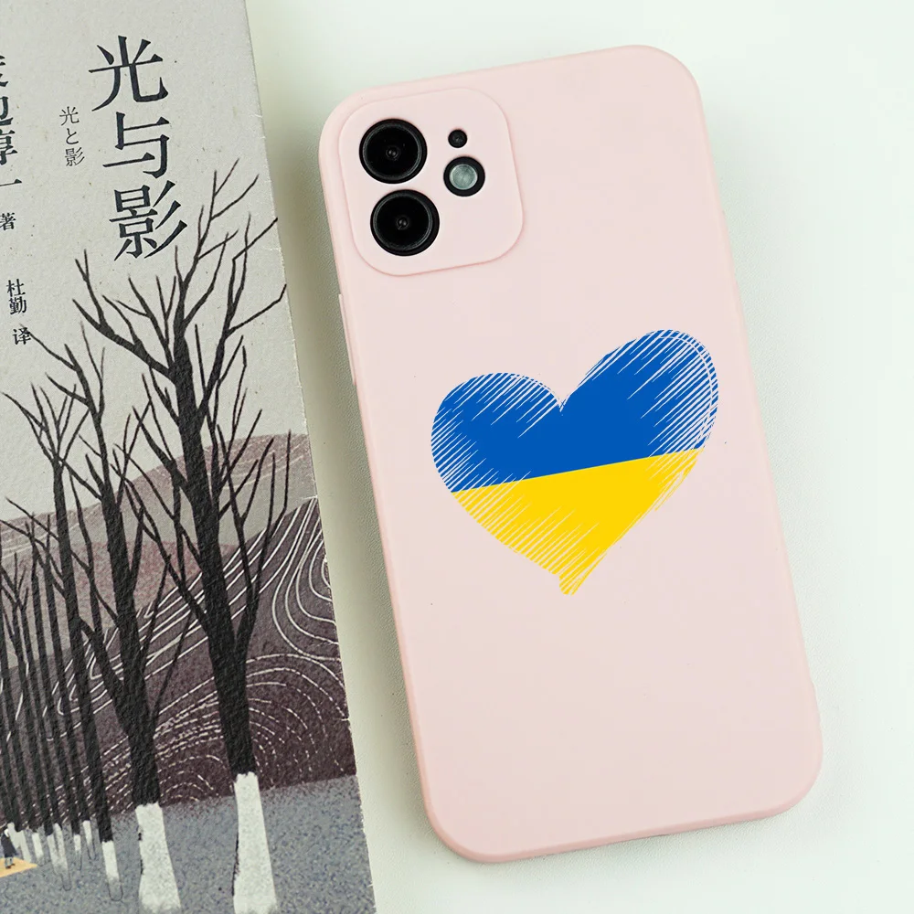 13 pro case Ukraine Map Flag Love Heart Pattern Soft Phone Case for iPhone 13 12 11 Pro Max SE 2022 Fundas Para Couple Silicone Paired Cover 13 pro cases