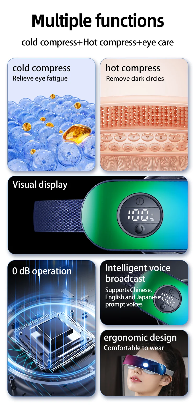 Eye Massage Device 4.5W Cold Hot Compress Dual Type-C Intelligent Visual Display 3-level Adjust Low decibel Relieve Eye Fatigue 3