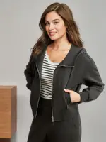 DUSHU Plus Size Women's Fashionable Stylish Sweatshirt Skirt Sweatpants Suit 2025 Spring New Design Solid Versatile Casual Set - Image 3