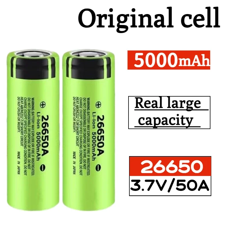 

100% Original 26650 3.7V 5000mAh 50A Power Lithium Ion Battery 26650A, Geeignet Für LED Taschenlampe free shipping