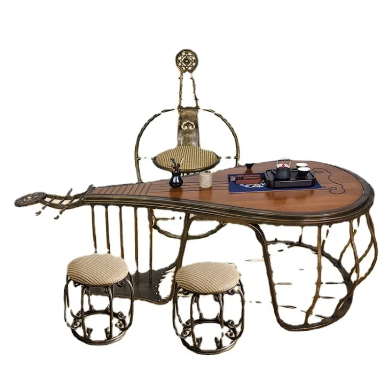 

Creative Iron Art Solid Wood Kung Fu Tea Table Vintage Furniture Balcony Ceremony