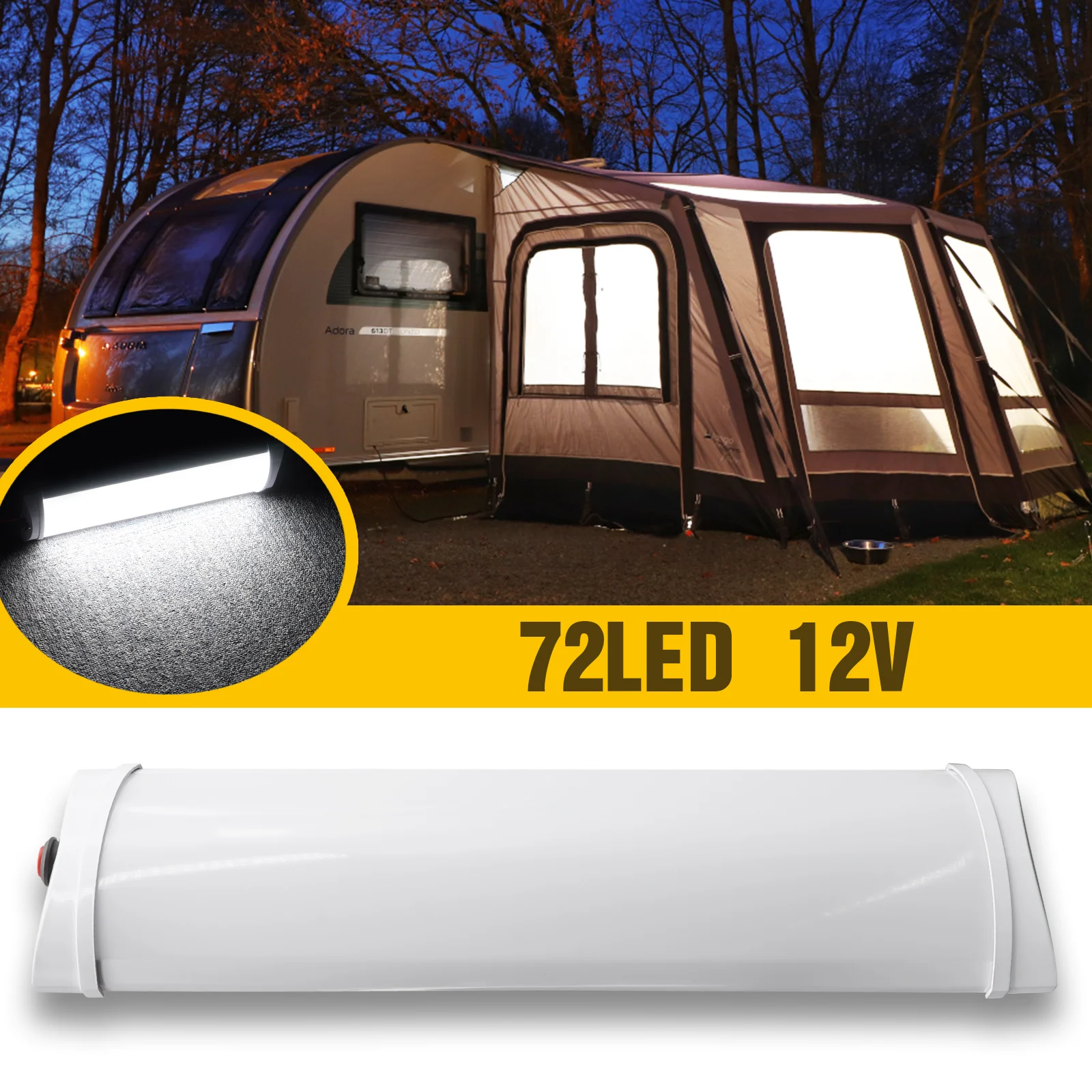 12V Luci Interne Strip Bar Per Auto Van Bus Caravan Camper Camper Accessori Cupola Interruttore On/Off A Soffitto Diffusore Bianco