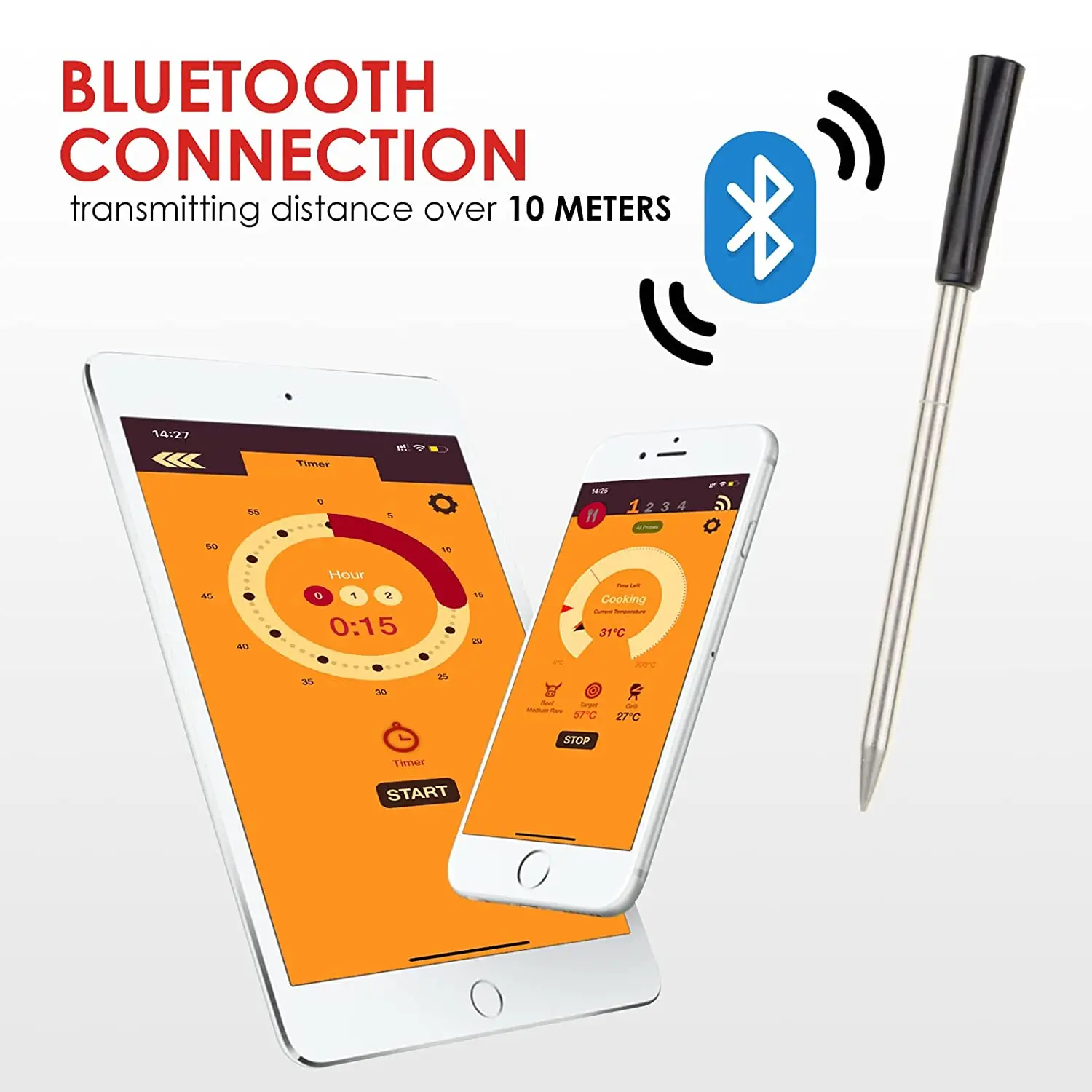 100-Meters-Wireless-Digital-Wireless-Meat-Thermometer - China