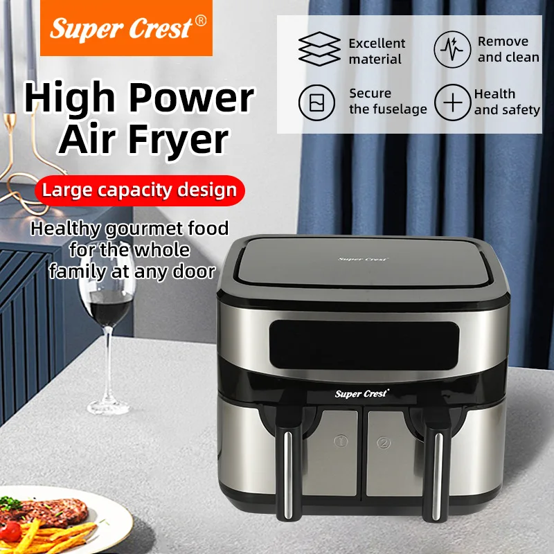 12L Intelligent Air Fryer, Large-capacity Electric Oven, Double-pot High-end Automatic Electric Frying Pan. 에어프라이기 12l visible air fryer household digital large capacity deep frying pan automatic oven wholesale