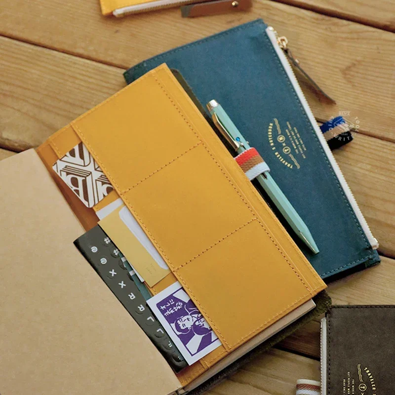 Fromthenon Travel Notebook Storage Bag Loose Leaf Notebook Washable Zipper Pen Bag Stationery Stickers Storage Supplies 4