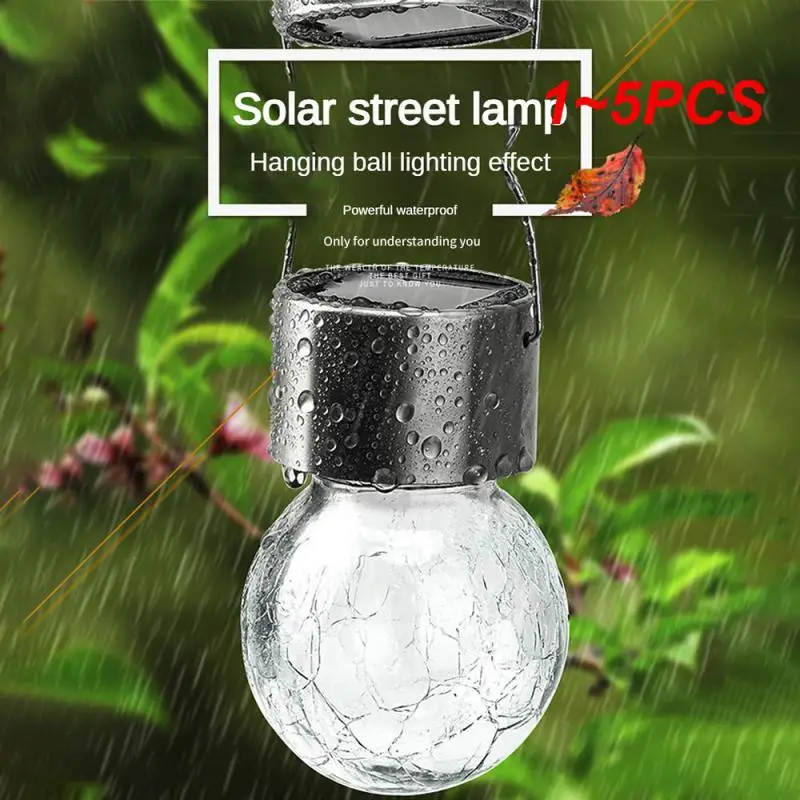 

1~5PCS Solar Outdoor Lights Hanging Waterproof Lantern Cracked Glass Ball Lights Garden Outdoor Yard Tree Umbrella Holiday