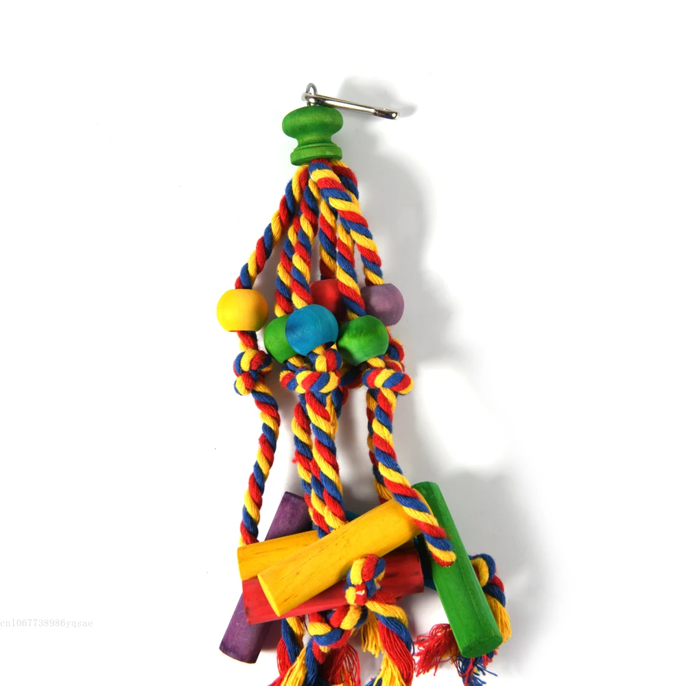 Parrot Toy Bird Toy Colorful Bird Perches Toys Chew Funny Cotton Rope Parrot Toy Bite Resistant Bird Tearing Cockatiels Training Toy 1pcs