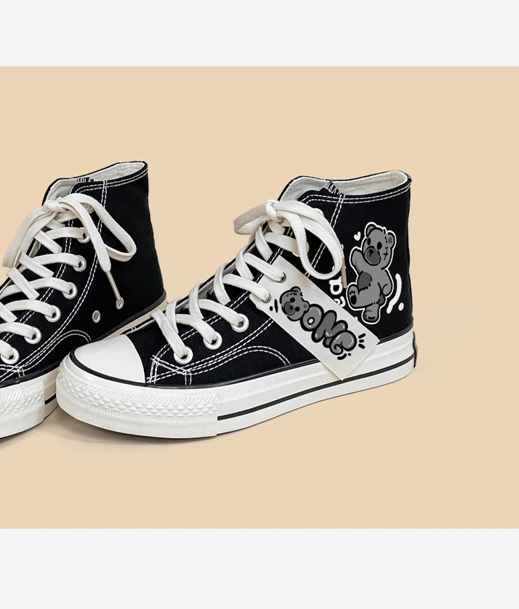 Amy und Michael New Fashion Frauen High-Top-Turnschuhe Unisex Teenager Studenten lässig flache Leinwand Schuhe Tennis weibliche Trainer – Detail 7
